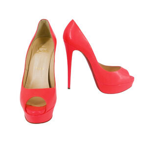 Christian Louboutin Neon Pink Leather Platform Heels Size 37.5